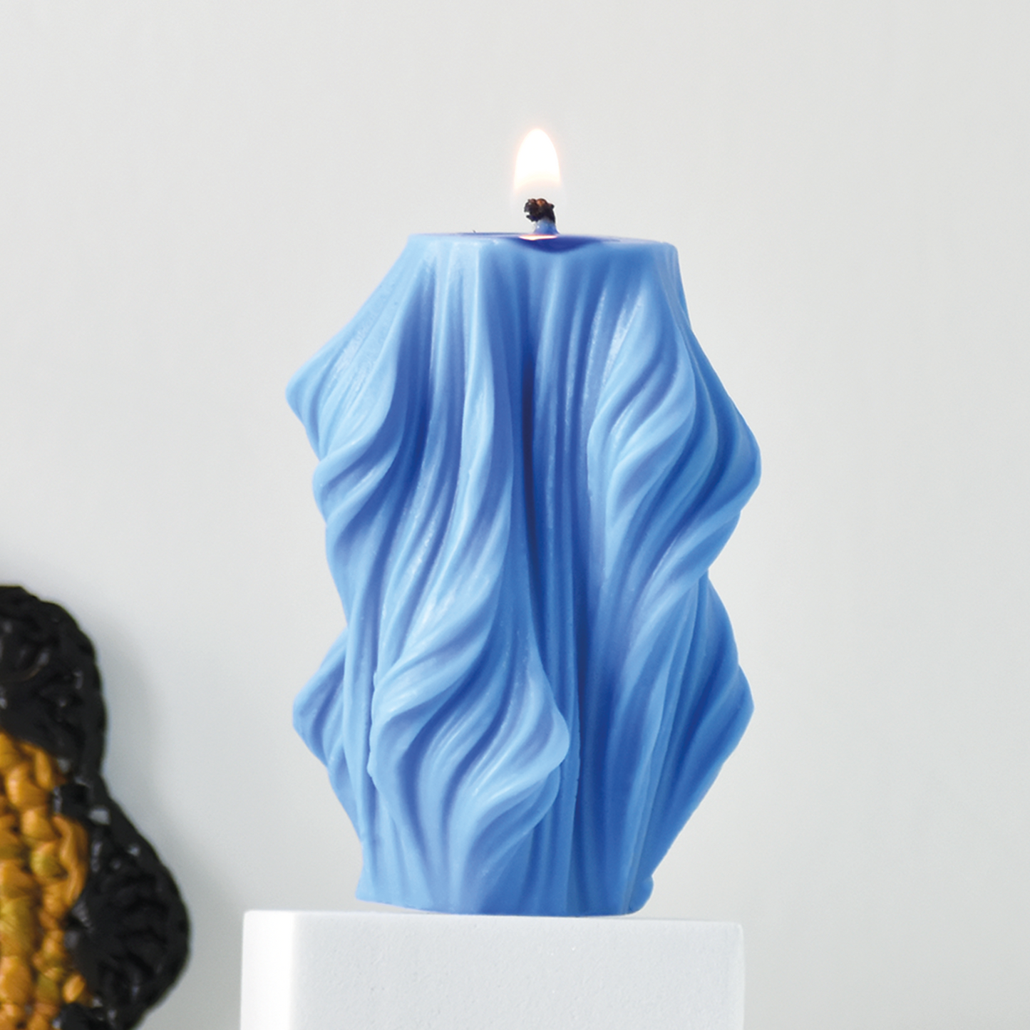 Bougie décorative bleu en cire de soja AÏA Grand