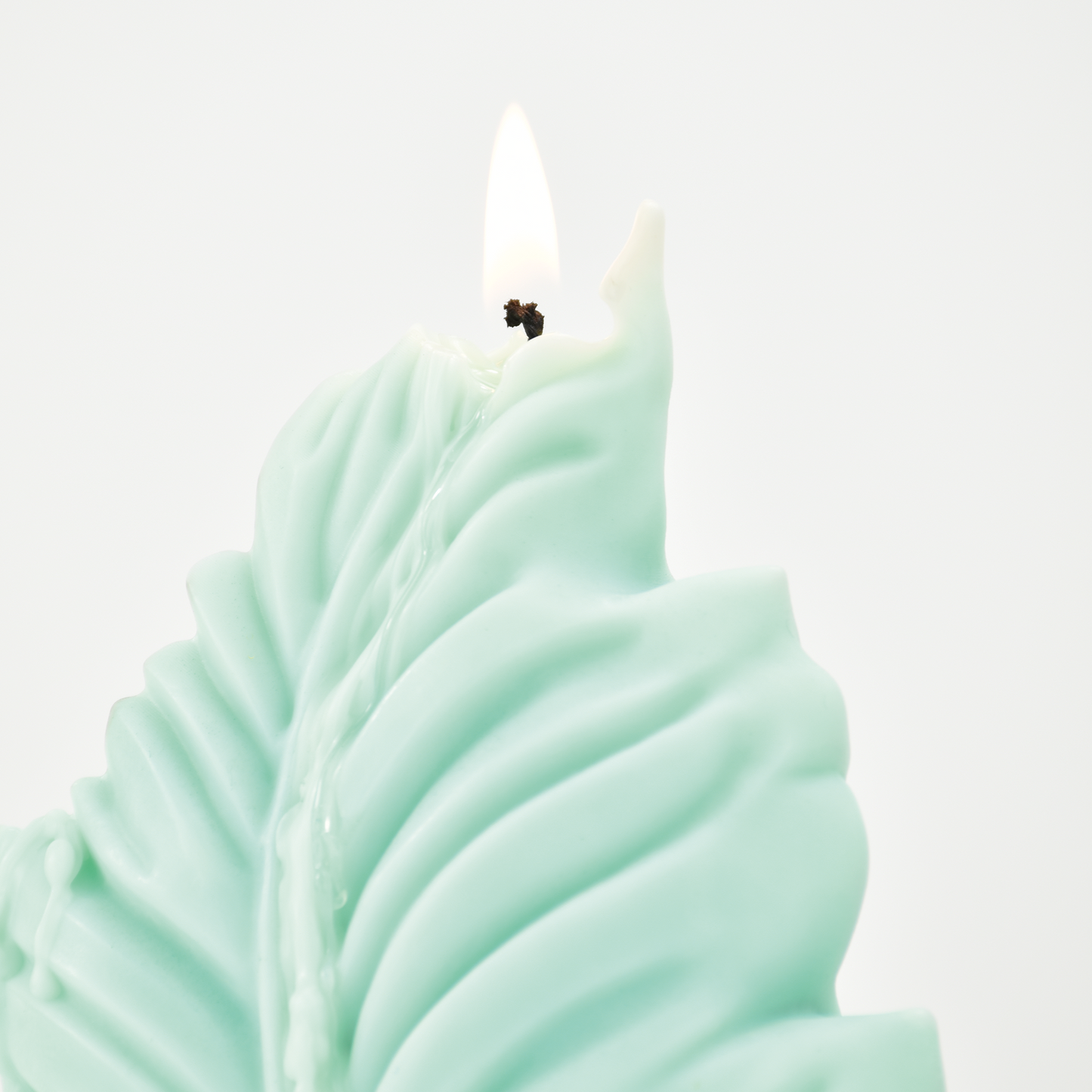Bougie décorative verte en cire de soja en forme de feuille ALA