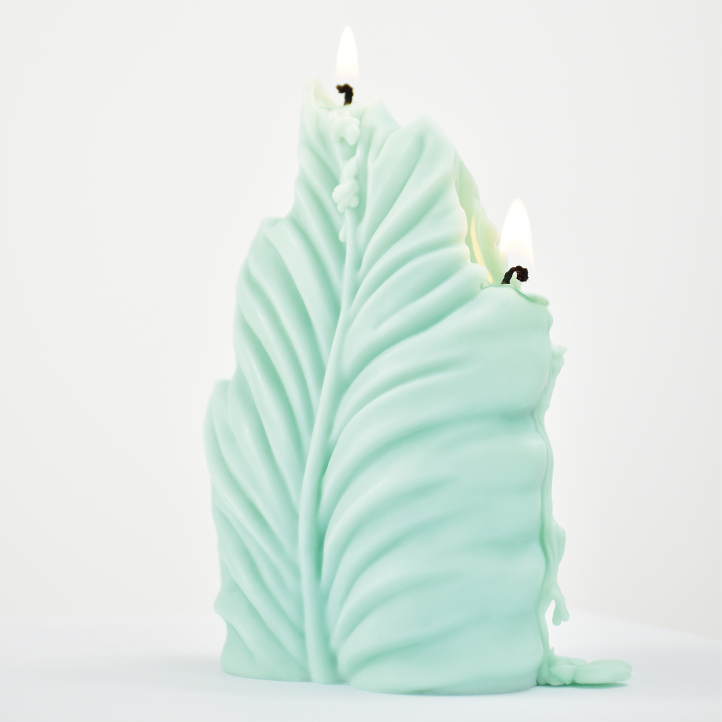 Bougie décorative verte en cire de soja en forme de feuille ALA